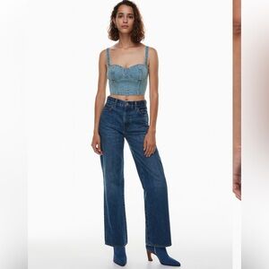 Denim Forum Aritzia Farrah Wide Leg Jeans in Whiskey A Go Go Dark Blue size 24